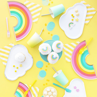 云朵纸杯餐具生日派对甜品台布置