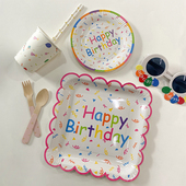 PanParty一次性盘子野餐盘儿童生日派对纸盘甜品台装 饰布置餐具