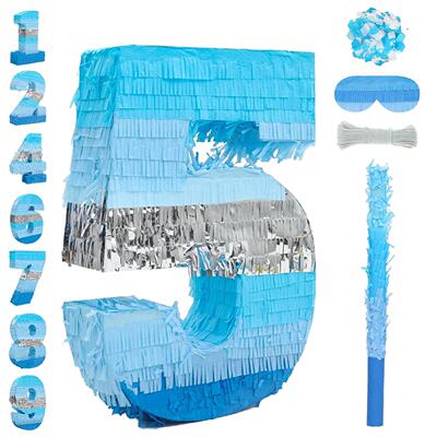 PanParty儿童蓝色数字皮纳塔男孩生日聚会派对游戏道具pinata