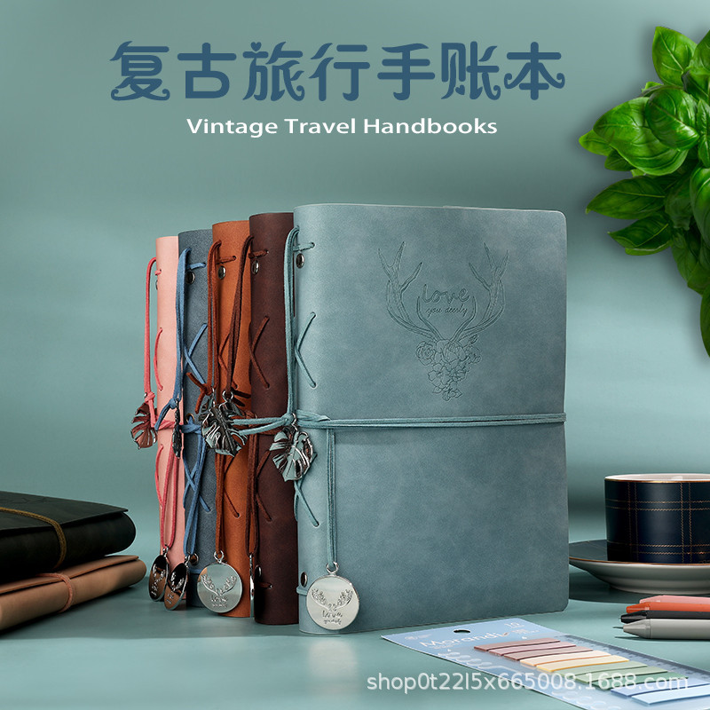 A5现货鹿头笔记本子绑带复古商务