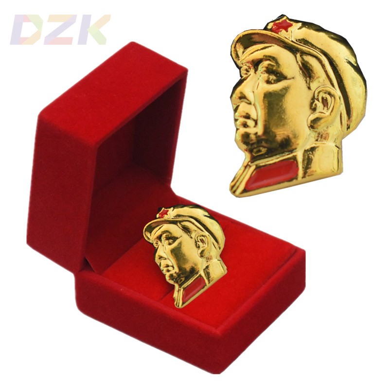 毛主席徽章纪念像章金色胸针纪念胸章毛爷爷彩色头像送绒布盒2Ct6