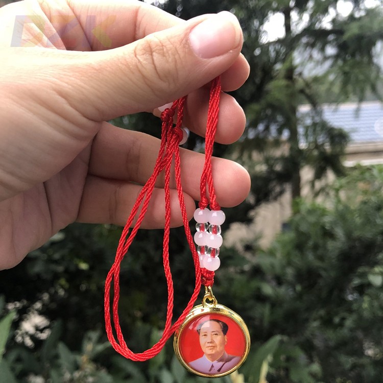 毛主席项链 红绳毛爷爷头像 24K镀金男女配饰 时尚饰品吊坠2.5ct8