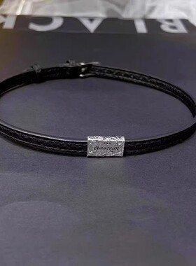 小众设计感孙千陶姝娜同款choker黑皮绳项圈个性字母极简ins颈链