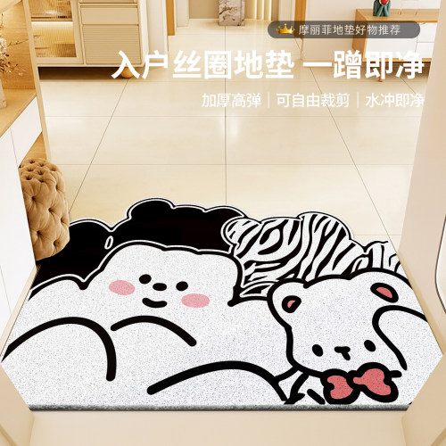 卡通小熊丝圈入户门地垫