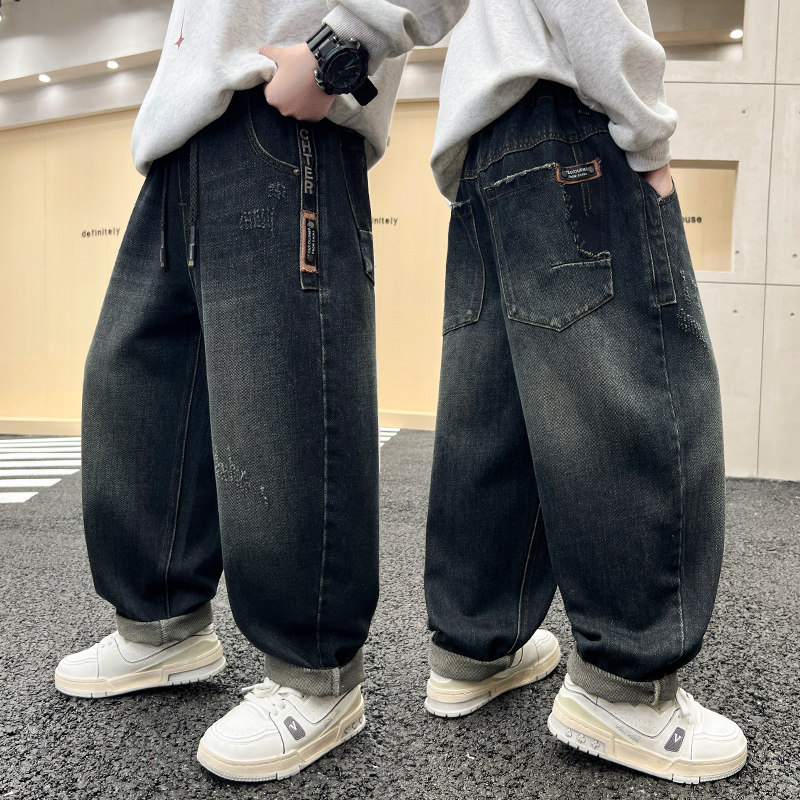 男童牛仔裤2026春秋新款中大童潮酷胖男孩直筒阔腿裤儿童爆款裤子,童装/婴儿装/亲子装,裤子,淘宝优惠券,粉丝福利购,淘宝优惠卷