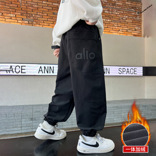儿童运动裤 男童加绒休闲裤 裤 中大童潮酷男孩束脚工装 2025秋冬新款