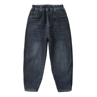 男童牛仔裤春秋2026新时髦潮酷韩版裤子儿童休闲炸街中大童束脚裤
