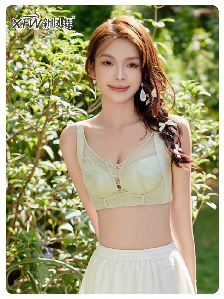 新凤舞内衣女士无钢圈聚拢上托收副乳防下垂调整型蕾丝舒适性文胸