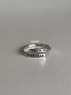 信仰战胜恐惧戒指小众设计高级感食指戒百搭