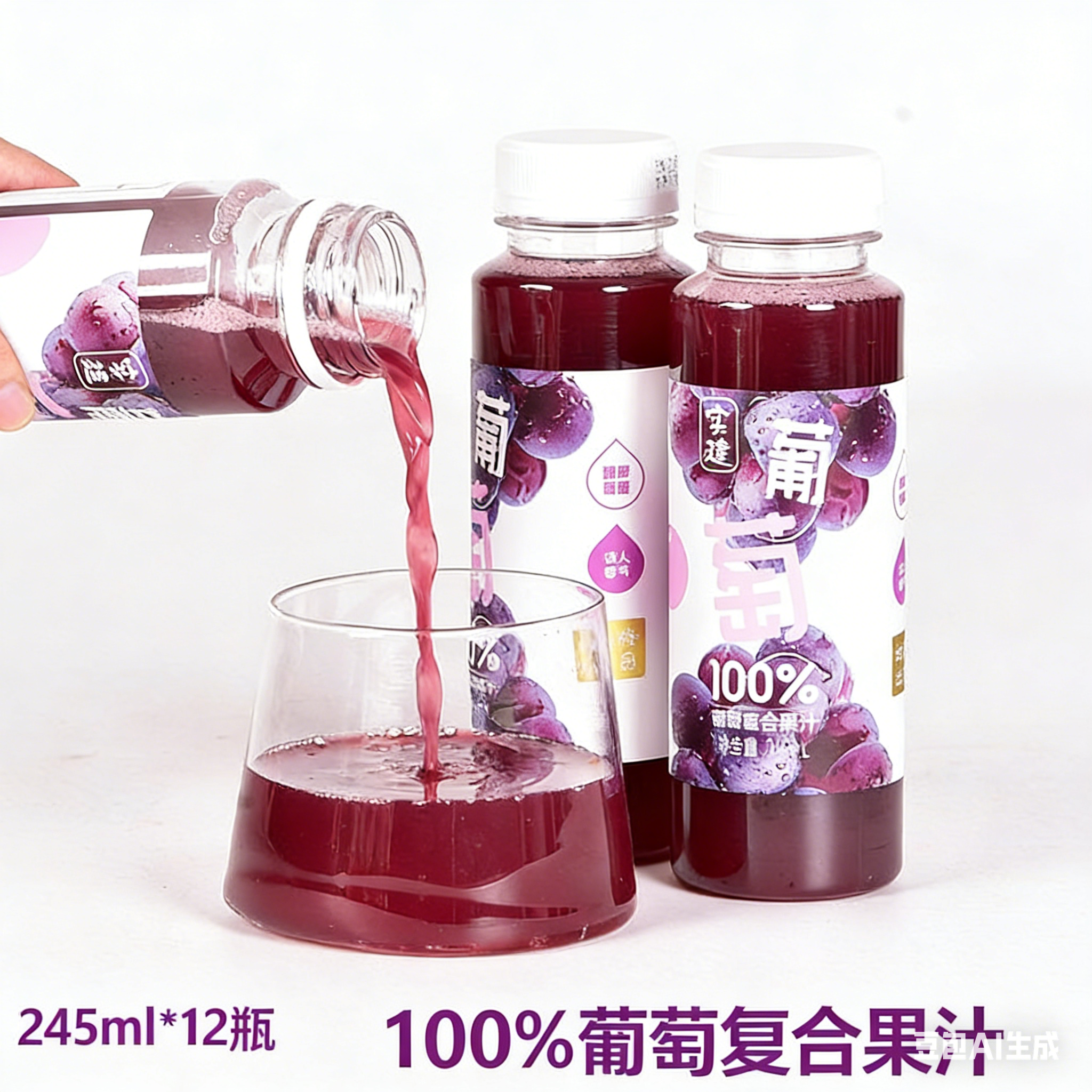 褚橙葡萄复合果汁12瓶245ml新鲜纯果汁非浓缩还原饮料0添防腐包邮