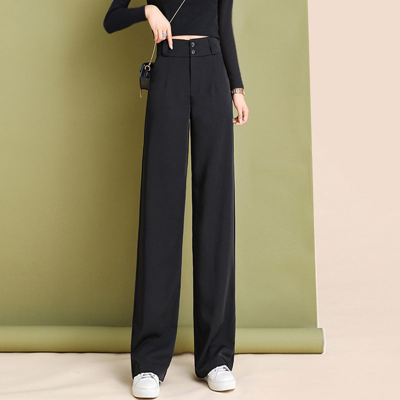 阔腿裤女高腰垂感春秋西装裤2022年新款秋冬直筒黑色裤子拖地休闲