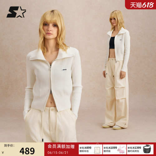 STARTER针织开衫秋季新款女生休闲时尚休闲百搭紧身短款外套上衣
