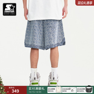松紧腰男运动篮球短裤 STARTER牛仔短裤 字母提花休闲裤 时尚 棉美式