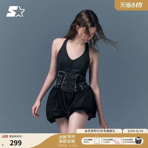 STARTER背心2026春夏新款运动休闲网面透气复古水洗女款挂脖背心