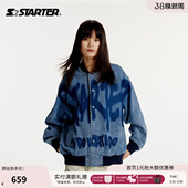 棉丹宁牛仔外套 宽松男女同款 周柯宇同款 棒球外套STARTER休闲长袖