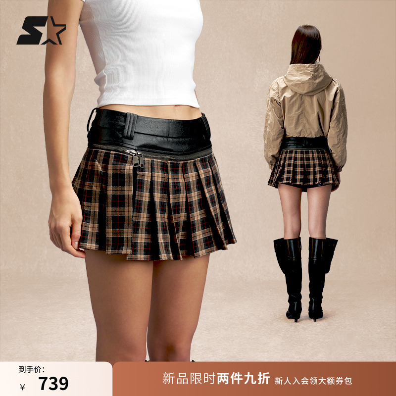 STARTER裙裤2025秋季新款美高穿搭复古迷你A字裙短款裙子短裤套装