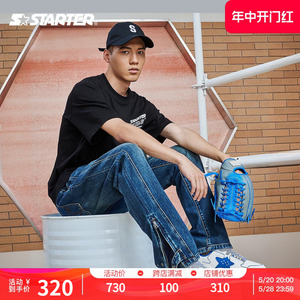 STARTER | 牛仔长裤情侣男女同款2023冬季新款休闲宽松抽绳运动裤