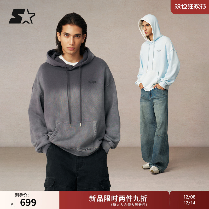 STARTER连帽卫衣男2025秋冬新款撞色潮流百搭女休闲宽松外套男