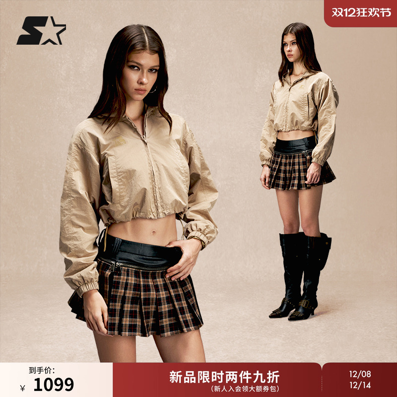 STARTER外套2025秋季新款女生宽松休闲百搭短款连帽外套上衣