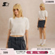 秋季 短袖 新款 泡泡袖 针织上衣女 收腰白色logo短款 STARTER针织衫