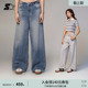 女生丹宁宽松运动休闲裤 新款 直筒裤 长裤 子 STARTER牛仔裤 裤 秋季