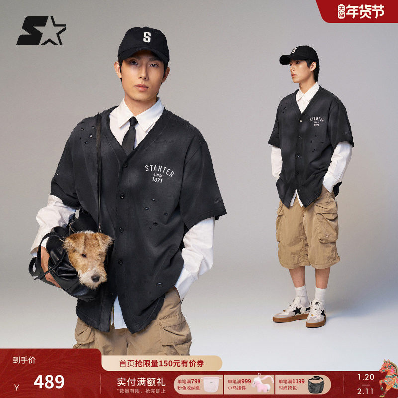 STARTER棒球衬衫2025夏季新款男女同款复古做旧运动休闲外套上衣,运动服/休闲服装,运动茄克/外套,淘宝优惠券,粉丝福利购,淘宝优惠卷