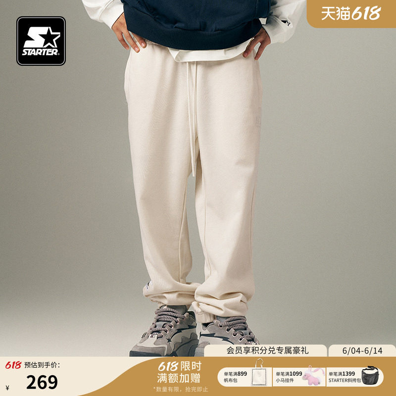 STARTER针织长裤2024秋季新款松紧腰运动休闲显瘦百搭长裤裤子