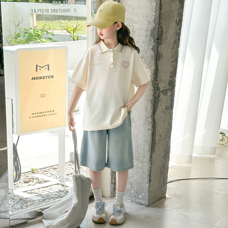 女童牛仔短裤夏装2025新款外穿儿童五分裤夏季12岁女孩中裤大童装