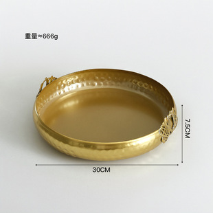 原创水果托盘轻奢家用待客茶几零食果盘装饰休闲晚宴点心金属果盘