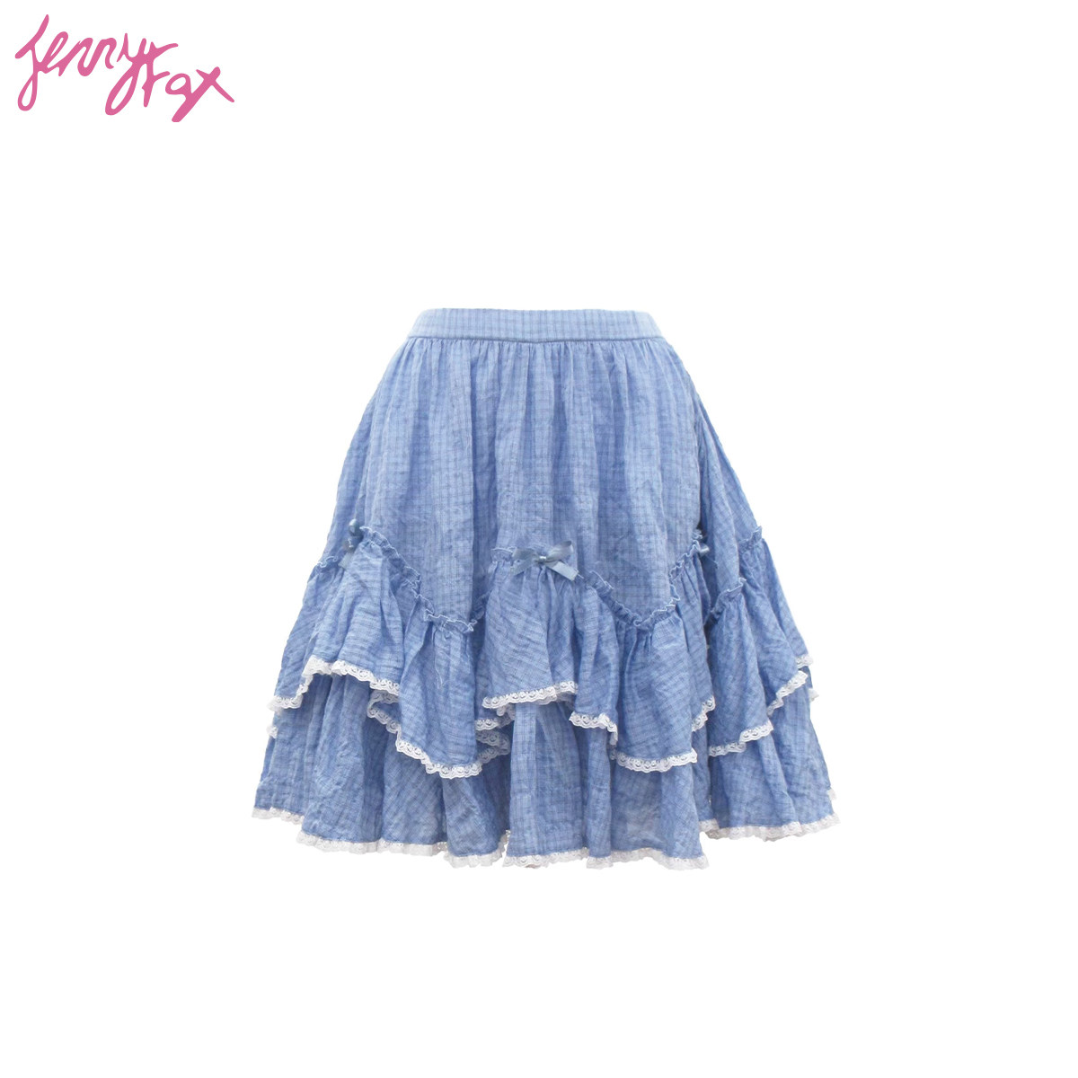 JennyFax中款蛋糕蕾丝褶皱荷叶双层超短半身花苞女夏层次感半裙