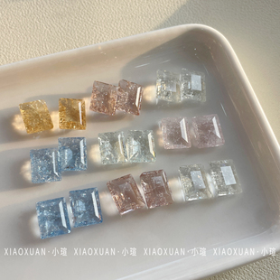 小瑄高精品K9透底冰花美甲冰糖钻高透爆闪无底尖底碎裂纹冰冰饰品