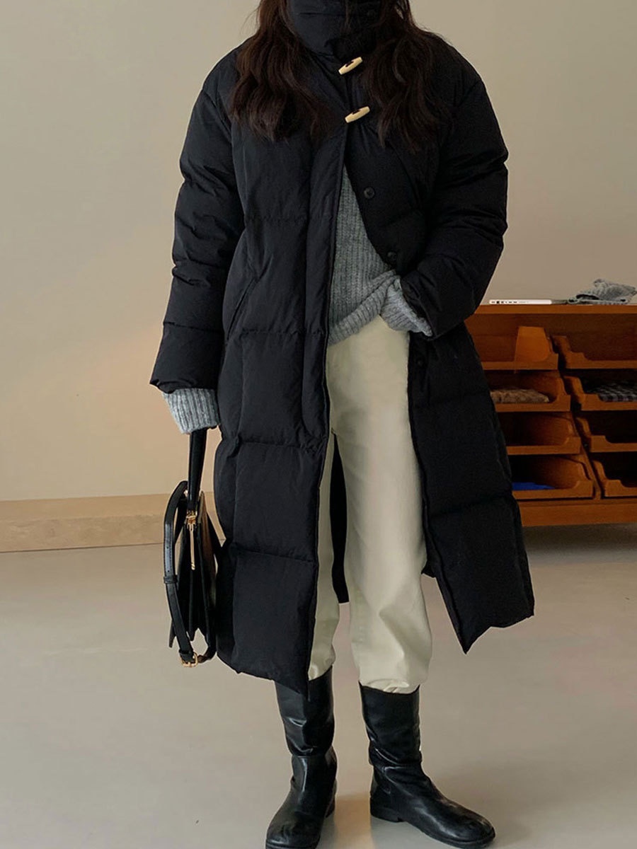 EVERTRUE白鸭绒羽绒服女2023冬季新款韩版气质立领宽松羽绒外套