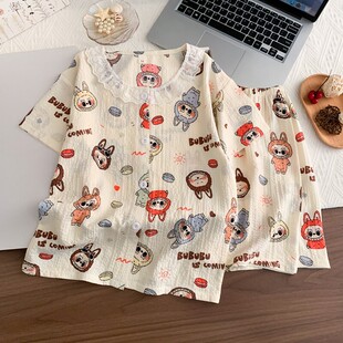 薄款 男童睡衣夏季 泡泡棉卡通儿童小女孩中大童套装 短裤 家居服 短袖