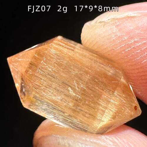 天然巴西金发晶双尖柱矿物晶体水晶原石打磨钛晶铜顺发小吊坠摆件
