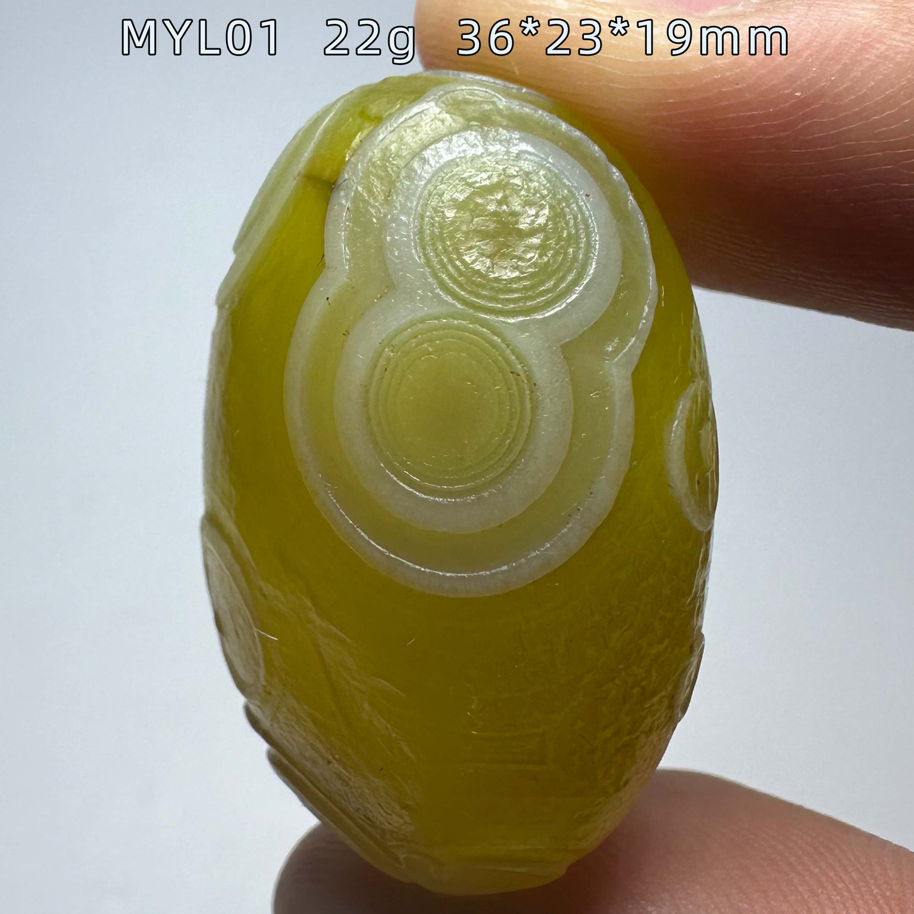 天然阿拉善戈壁玛瑙亮黄色花眼天眼玛瑙手把件原石外蒙古天珠奇石