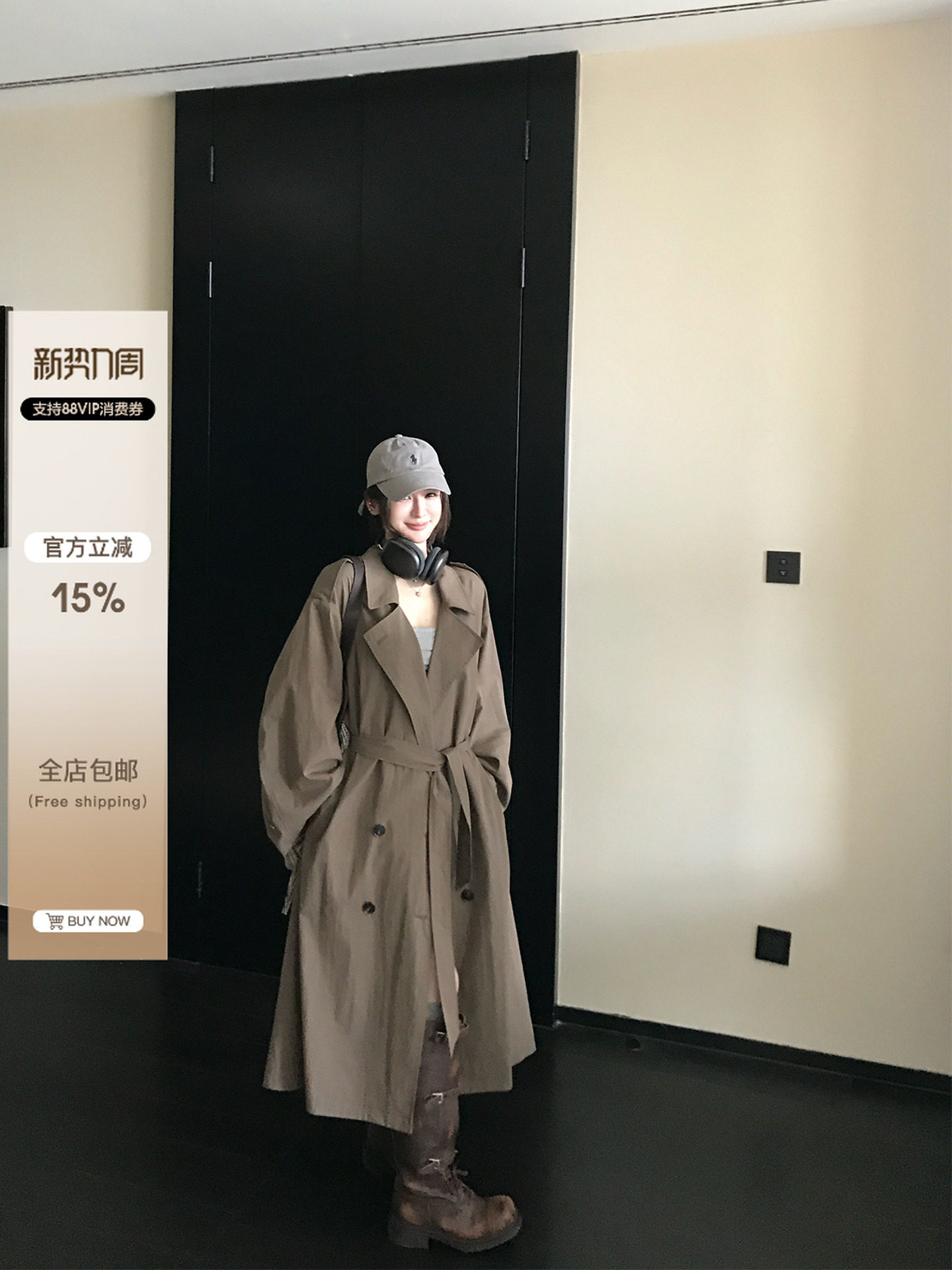 Skk Store Jeon Ji-hyun Sister Ветровка для интеллектуального отдыха, классическое длинное/короткое пальто с большими лацканами, куртка для женщин Изображение 1