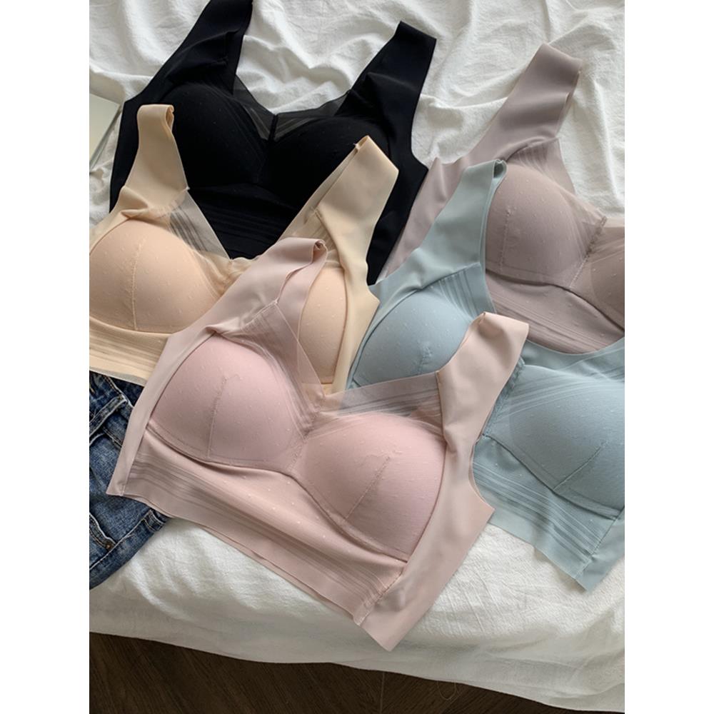 文胸罩聚拢无痕无钢圈运动内衣中少年女美背冰丝透气薄款背心大码