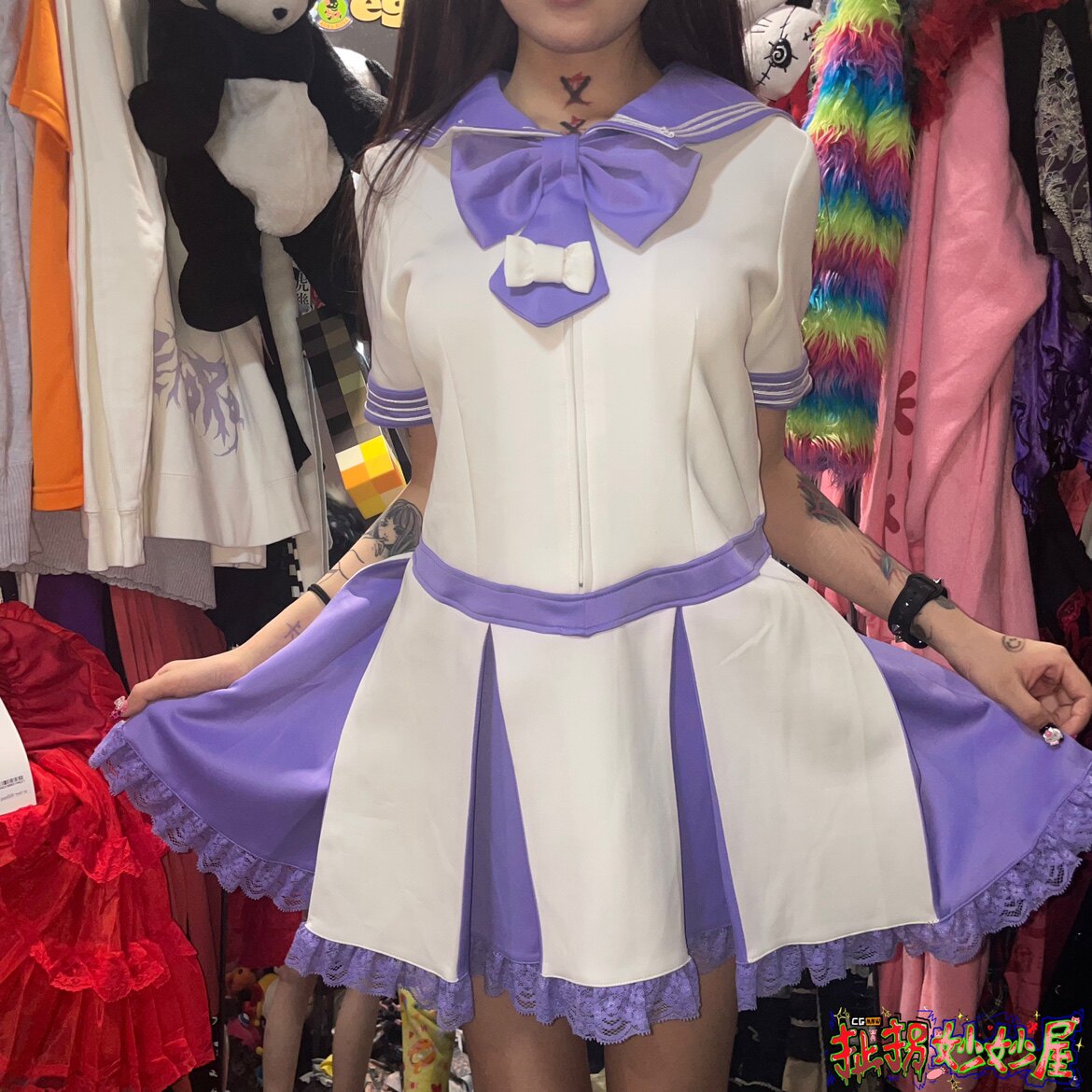 【现货掉落】Bodyline中古稀有孤品水手领op白紫Lolita厚款打歌服
