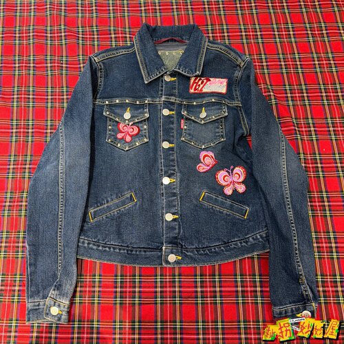 【现货掉落】Herethere日牌中古稀有孤品可爱牛仔外套蝴蝶童趣