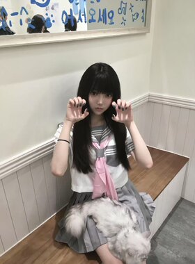 【一个月发】bodyline日牌全新代购水手服灰三本jk制服粉领巾可爱