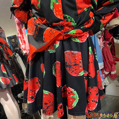 【现货掉落】Acdcrag中古稀有孤品黑红草莓满印sk有内衬原宿y2k