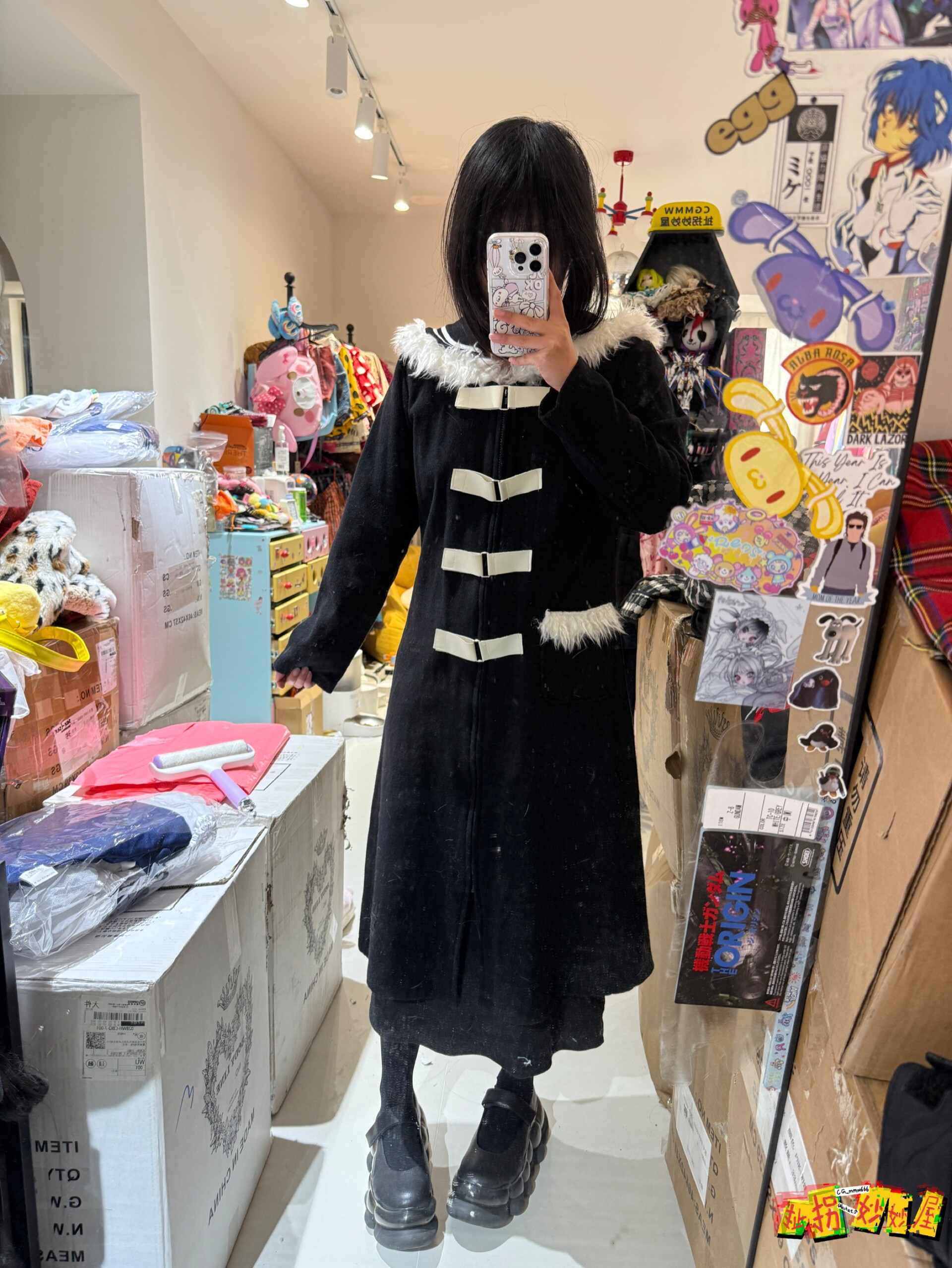 【现货掉落】AVEC ZELE日牌中古稀有孤品可爱水手领长款呢子大衣