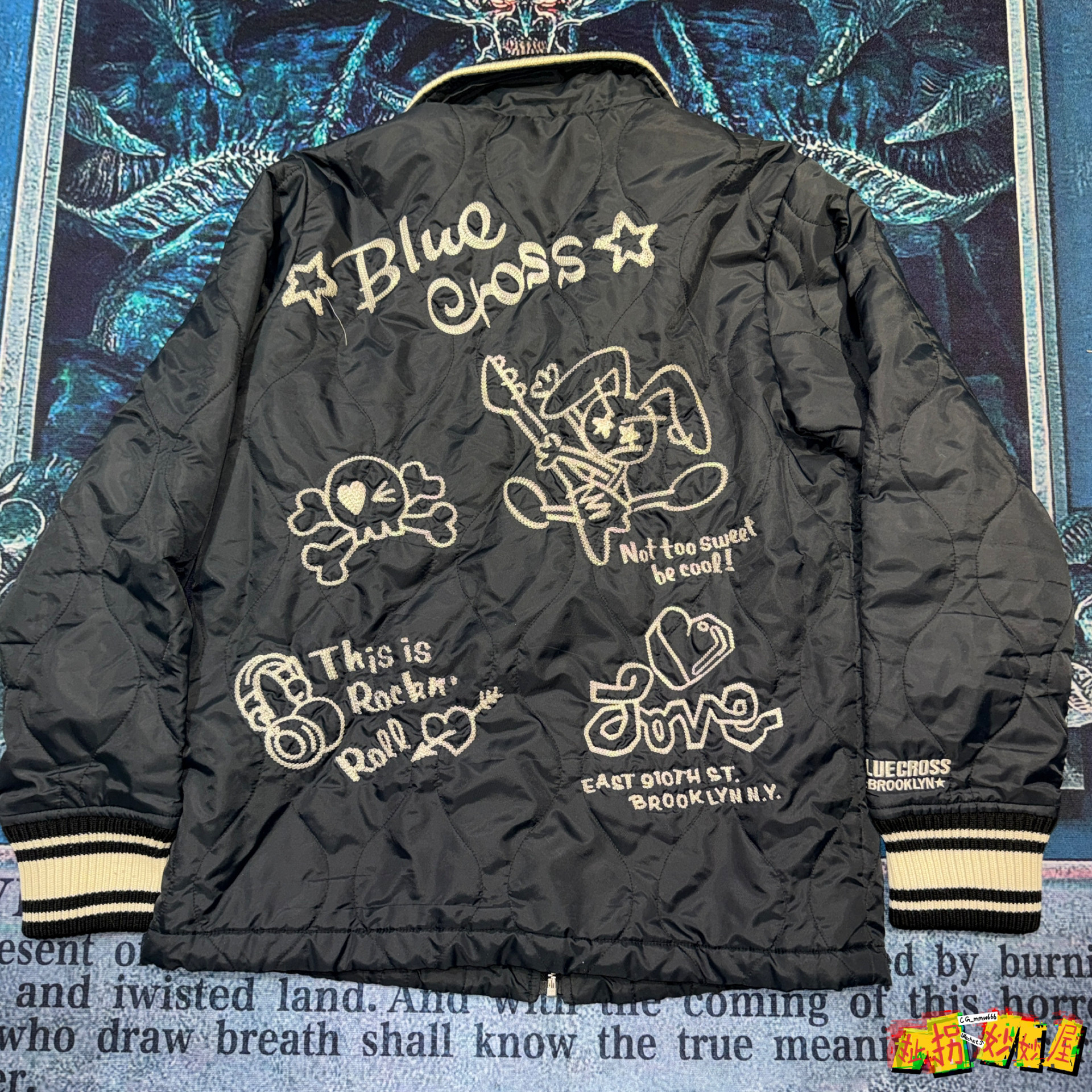 【现货掉落】bluecross日牌中古稀有孤品可爱夹棉外套刺绣童趣y2k
