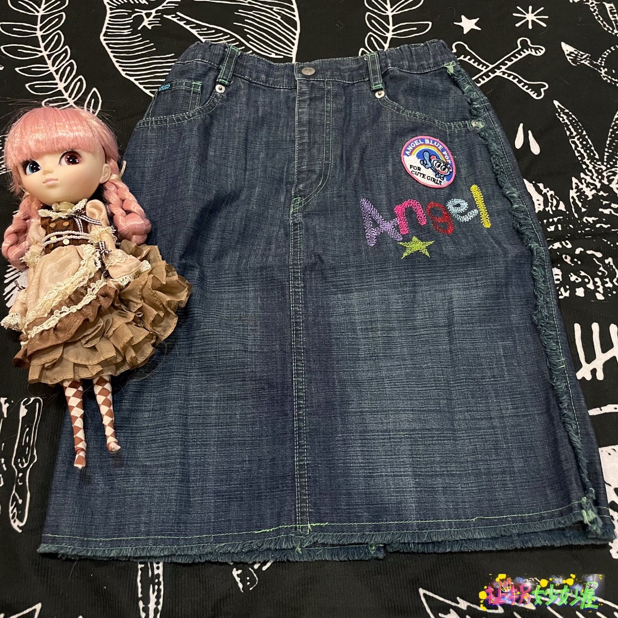 【现货掉落】angelblue日牌中古可爱牛仔sk半身裙包臀童趣辣妹