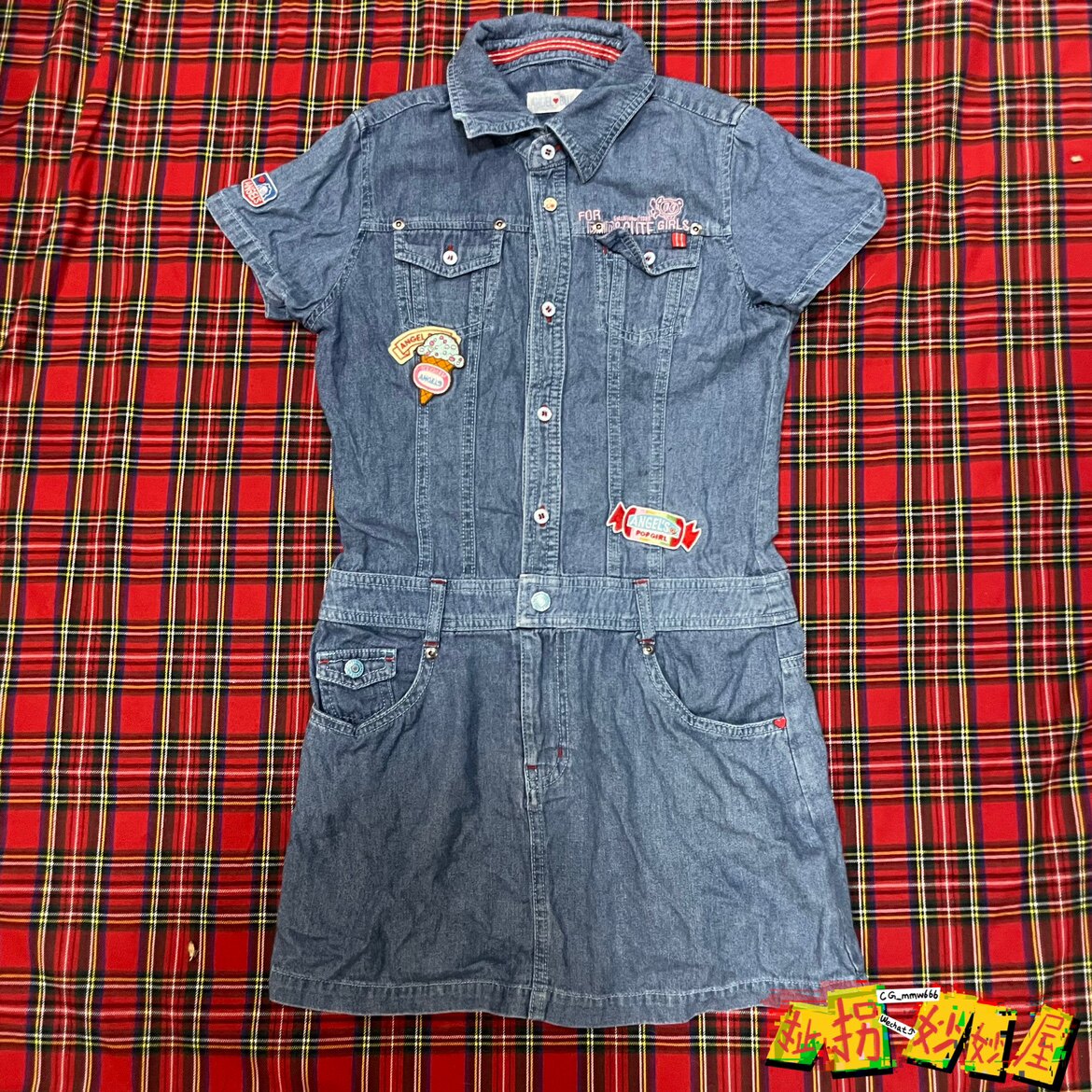 【现货掉落】ANGELBLUE日牌中古稀有孤品可爱牛仔连衣裙原宿y2k