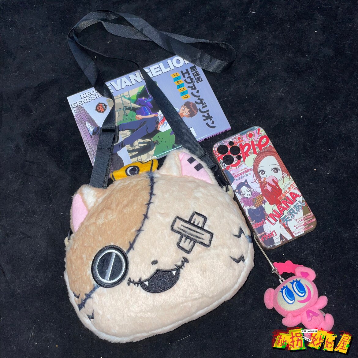 【现货掉落】NieR日牌中古稀有孤品可爱毛绒玩偶斜挎包猫猫头原宿