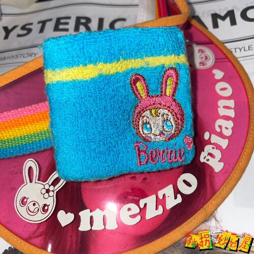 【现货掉落】mezzopiano日牌中古稀有孤品可爱护腕蓝粉刺绣原宿