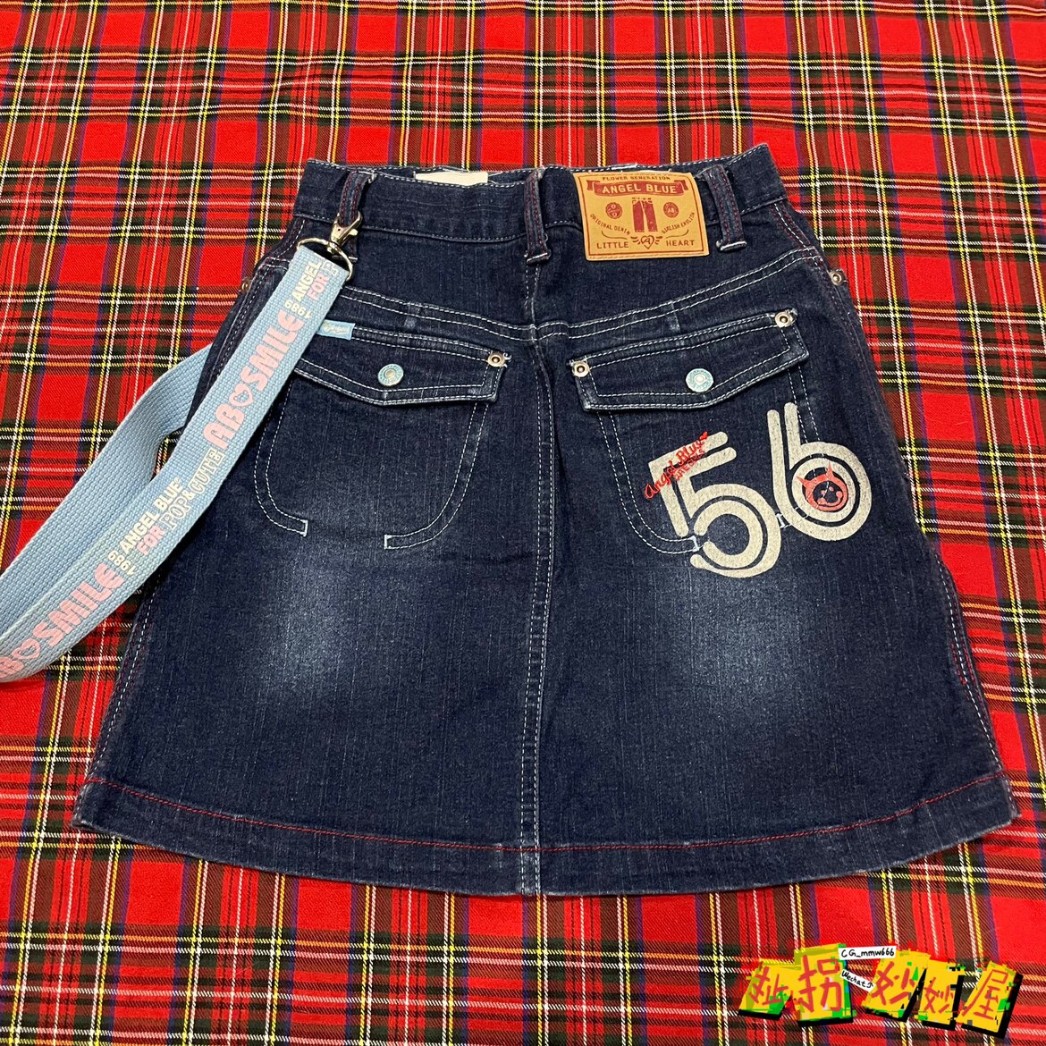 【现货掉落】ANGELBLUE日牌中古稀有孤品可爱牛仔sk包臀裙原宿y2k