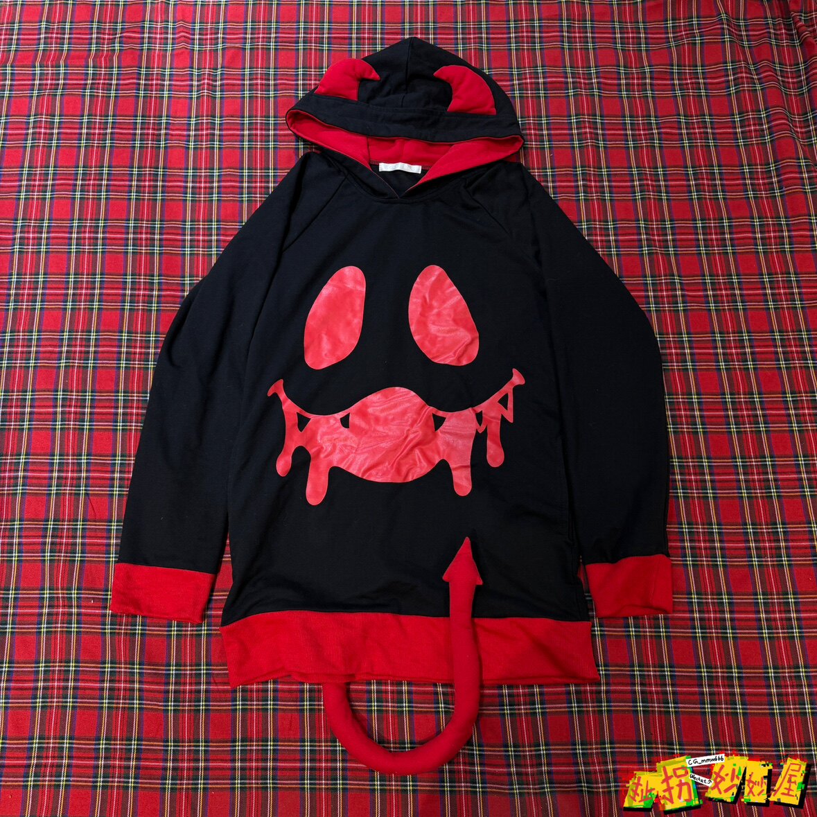 【现货掉落】acdcrag日牌中古稀有孤品可爱恶魔角连帽卫衣尾巴y2k