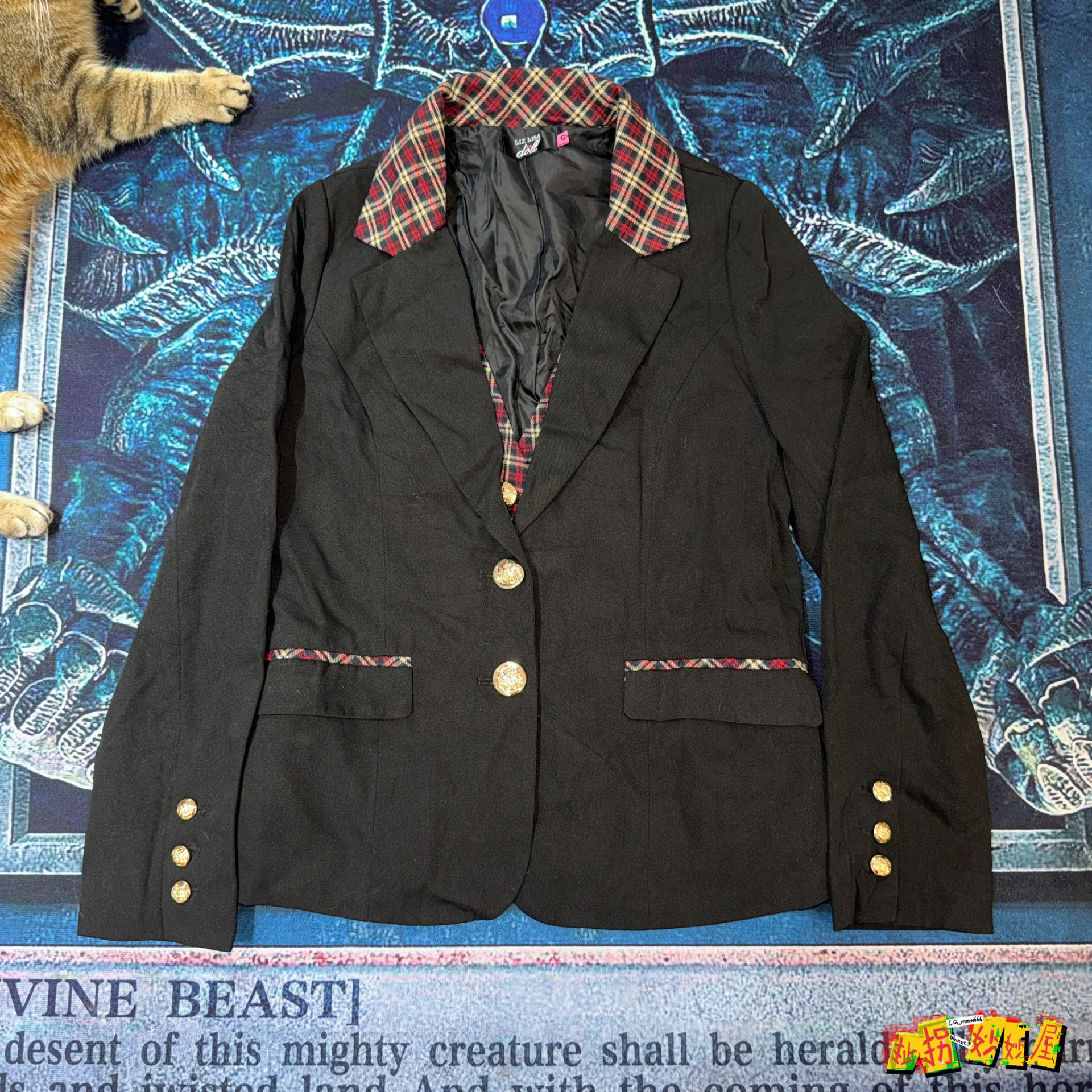 【现货掉落】lizlisadoll日牌中古稀有孤品可爱假两件西服外套格
